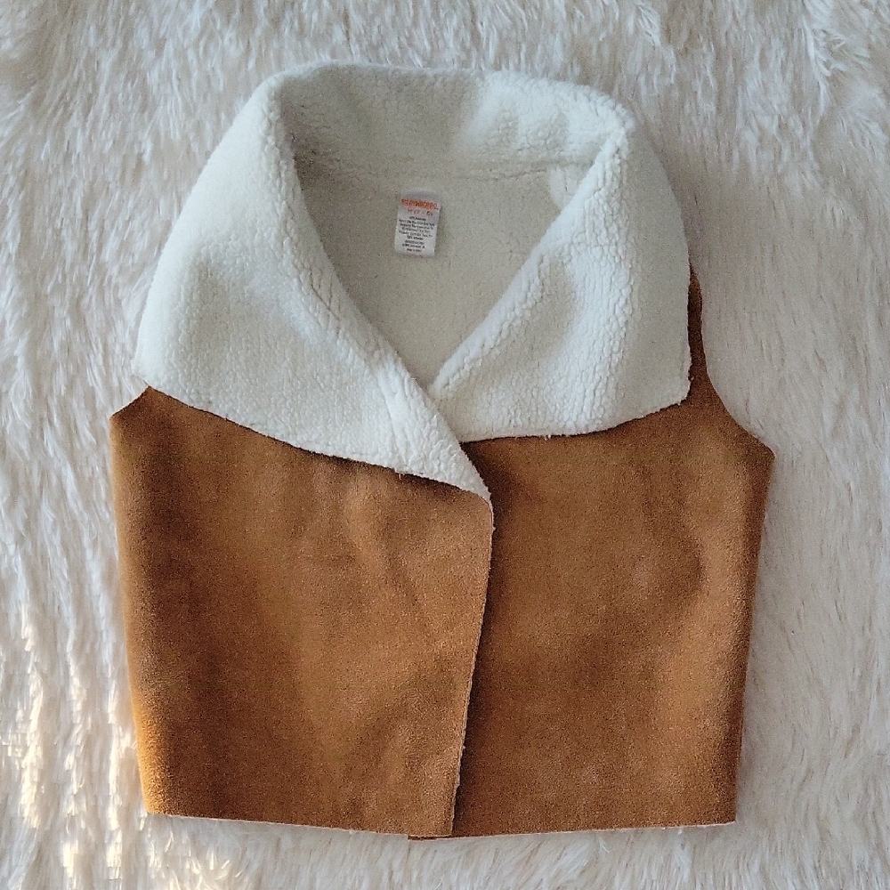 Gymboree Suede Sherpa Girls Vest Chestnut Tan Girls Size M 7/8 NWOT
